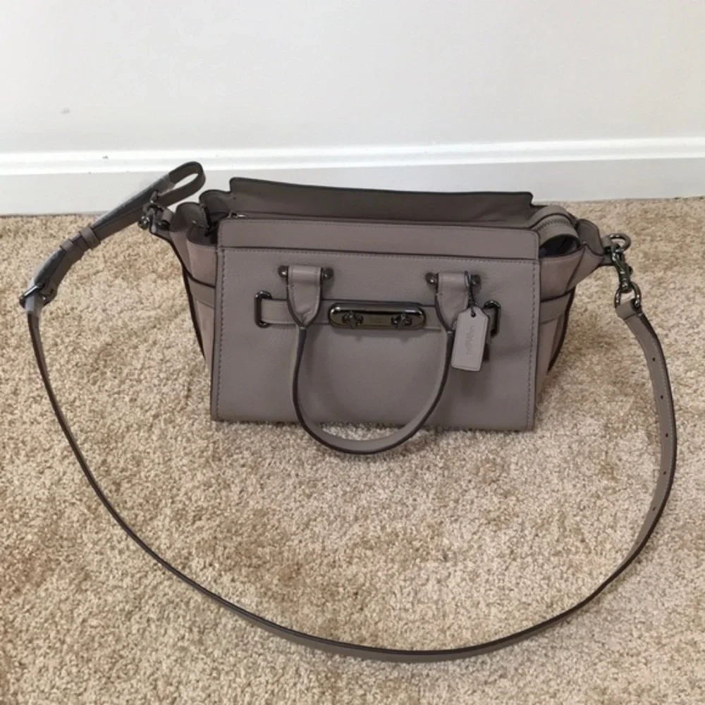 NWT! COACH Tan leather with suede small satchel